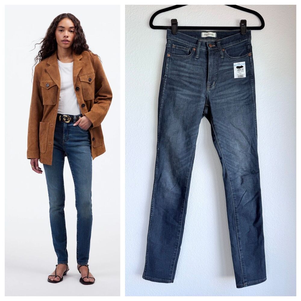 NWT Madewell Women's 10" High Rise Skinny Jeans in Ros Medium Dark Wash Size 24